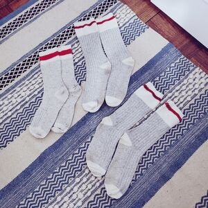 FREE with PURCHASE- Gray and White Boot Socks with Red Stripe